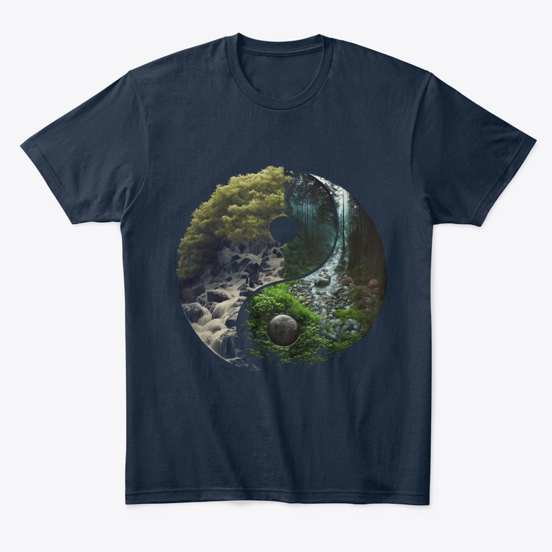 landscape forest waterfall yin yang