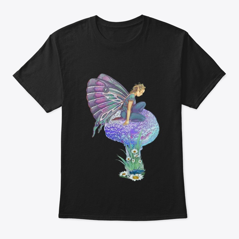 fairy on mushroom and daisies