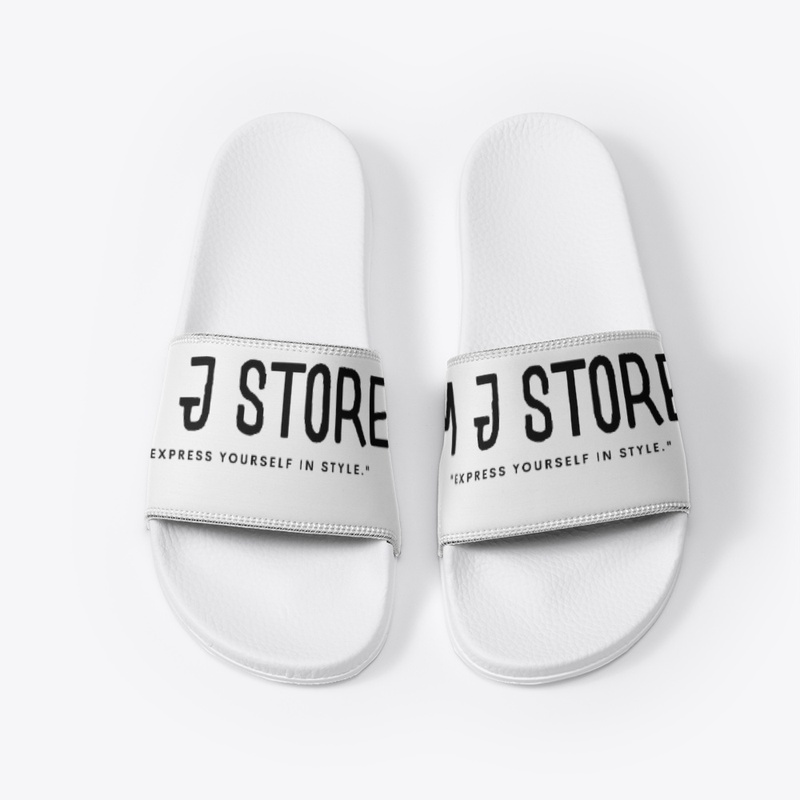 M J STORE WHITE SLIDES
