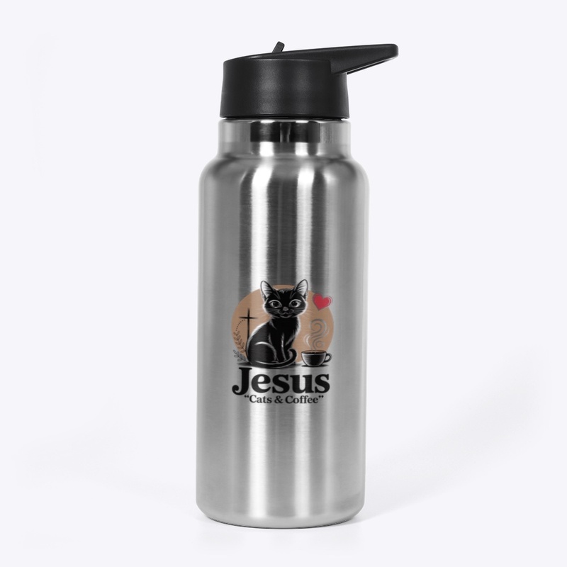 Jesus Cats & Coffee Christian Cat Lover 