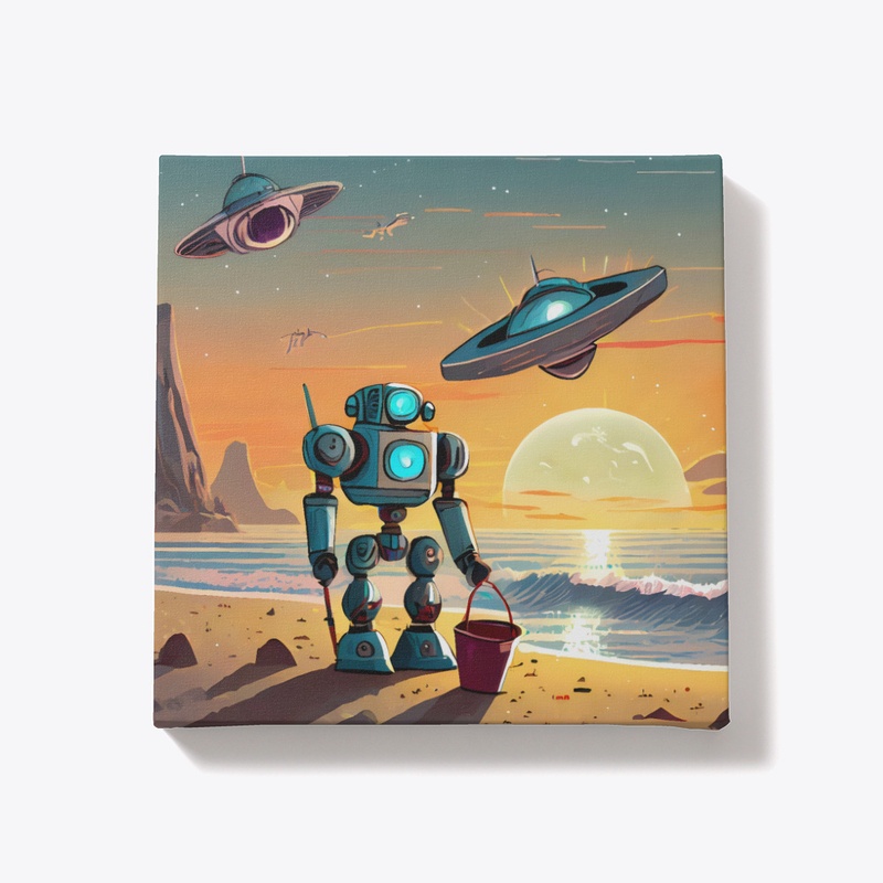 Robot and saucers