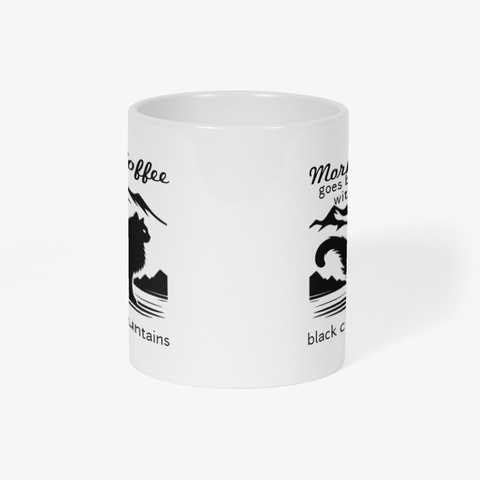 Coffee  Black Cats & Mountains Mug White T-Shirt Right