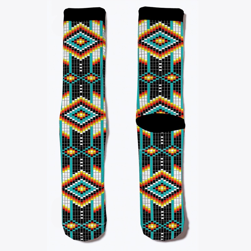 Native American Faux Beaded Sock Multi