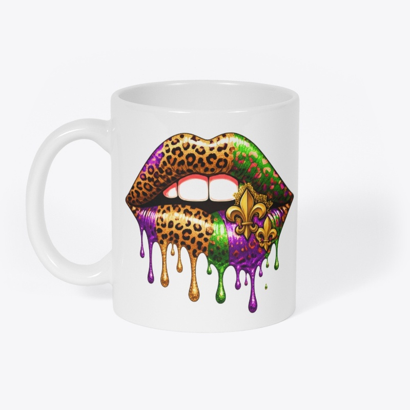  Leopard Print Mardi Gras Lips Drip Lip