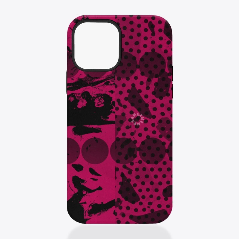 Pink Blk Paint Splatter Abstract
