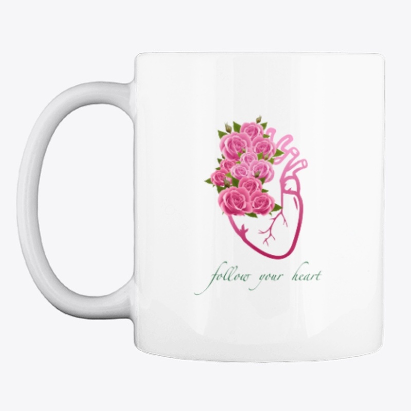 Follow Your Heart Art with Pink Roses