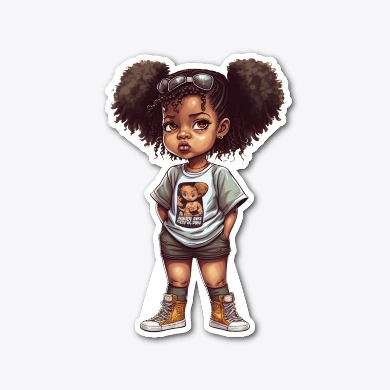 Black Girl with Afro Puffs 