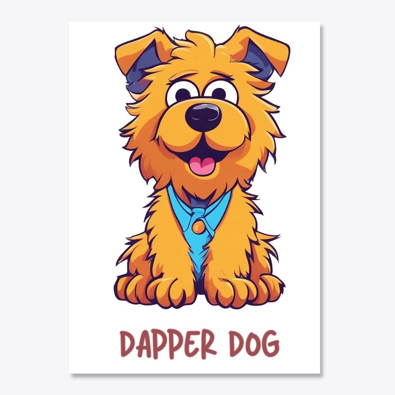 Smiling Furry Dog Wearing Blue Shirt