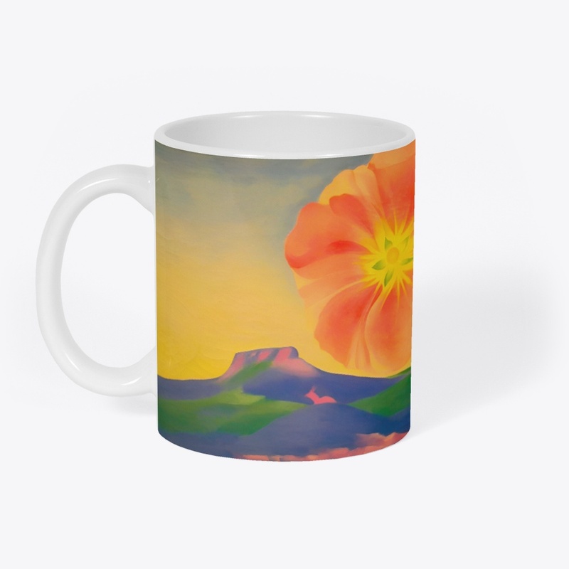 Georgia OKeeffe Hollyhock Pink, Pedernal