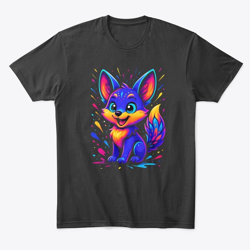Colorful Cute Fox Neon Art Tee