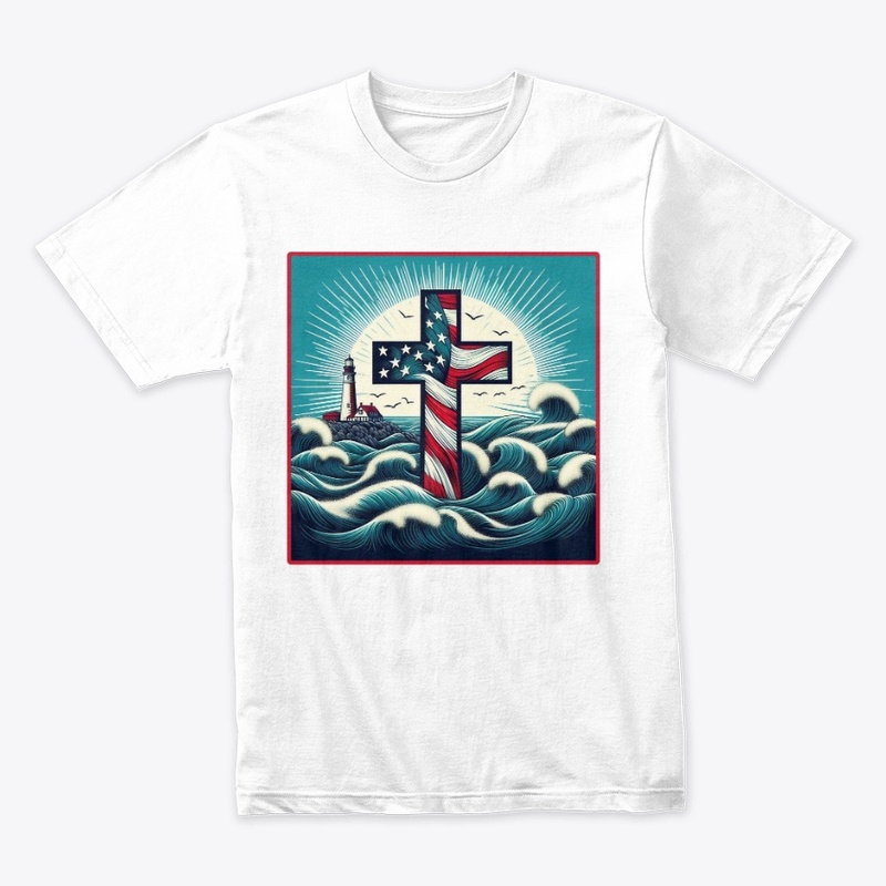 Cross Flag Faith Lighthouse July 04th