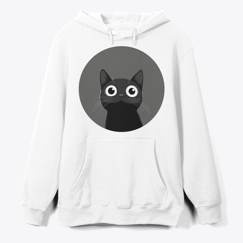 Cute Black Cat on Gray Moon