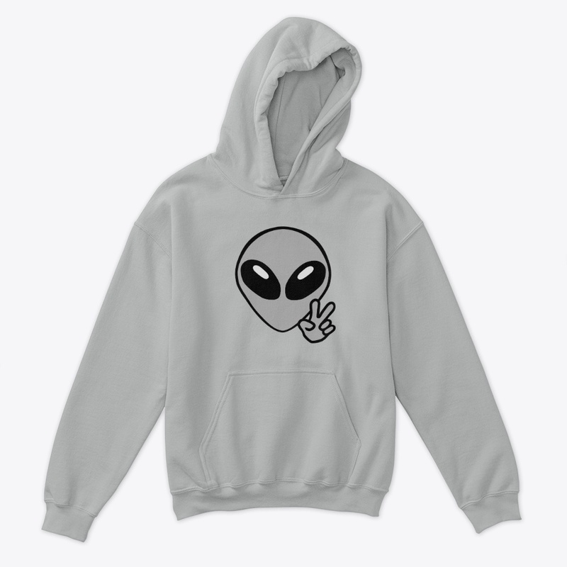Space Alien Head With Peace Hand Sign