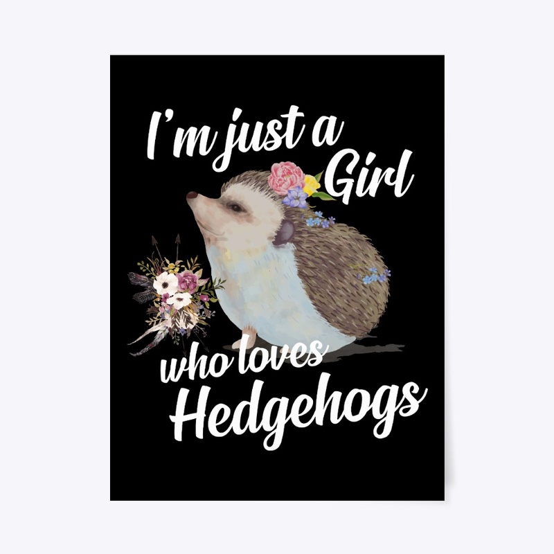 Girl Loves Hedgehogs Watercolor Style