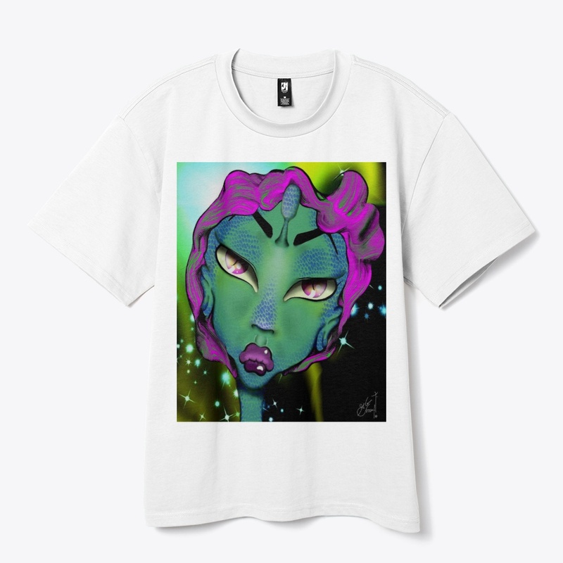 GREEN SNAKE EYED FEMALE ALIEN 