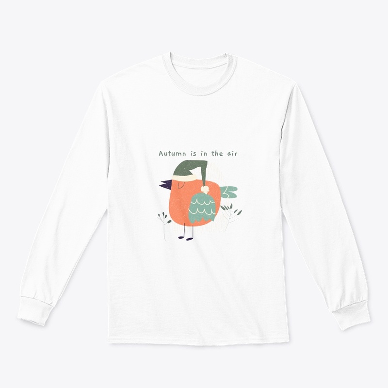 Autumn Air, Cute Bird, Cozy Fall. 