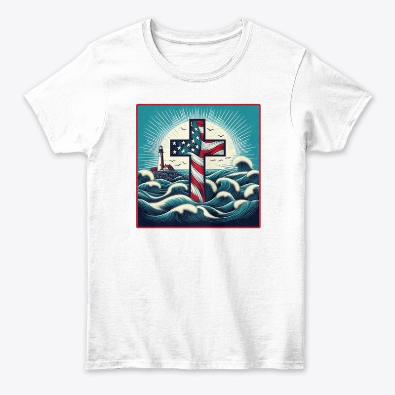 Cross Flag Faith Lighthouse July 04th
