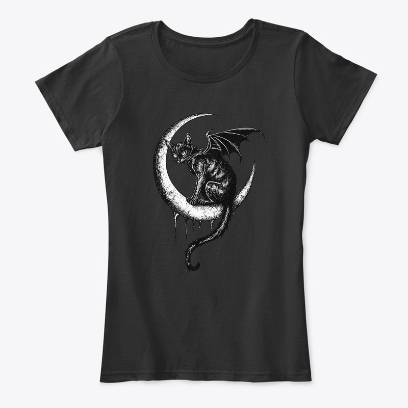  Gothic Black Cat Bat Wings Crescent