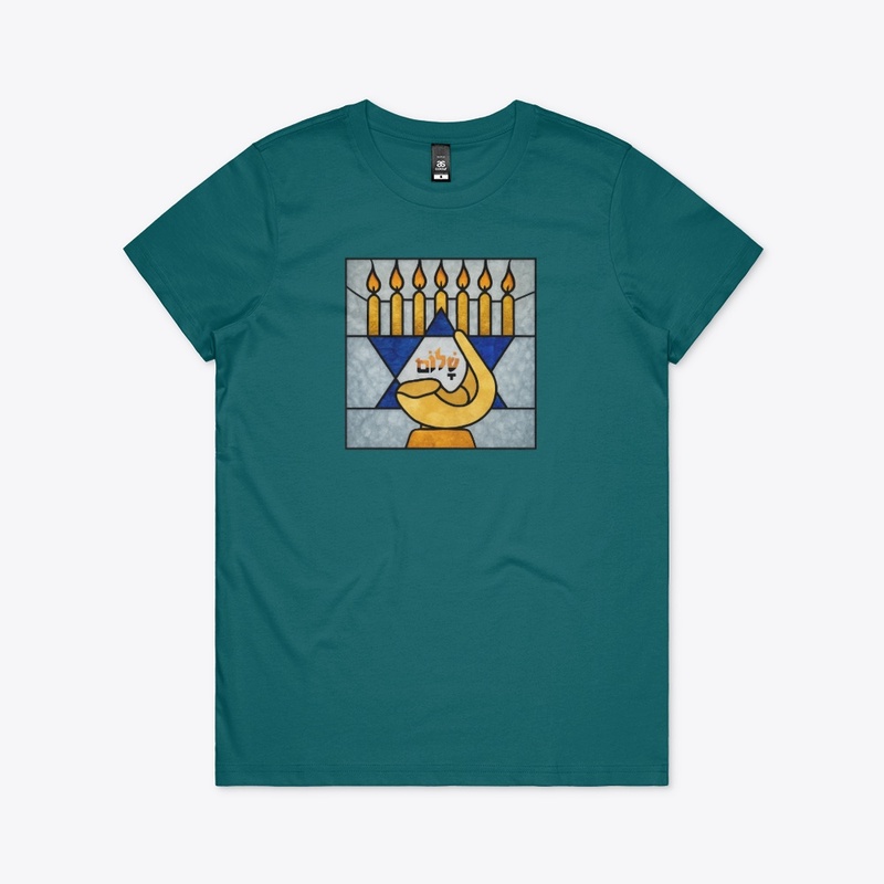 Menorah Mosaic T-Shirt - Star of David
