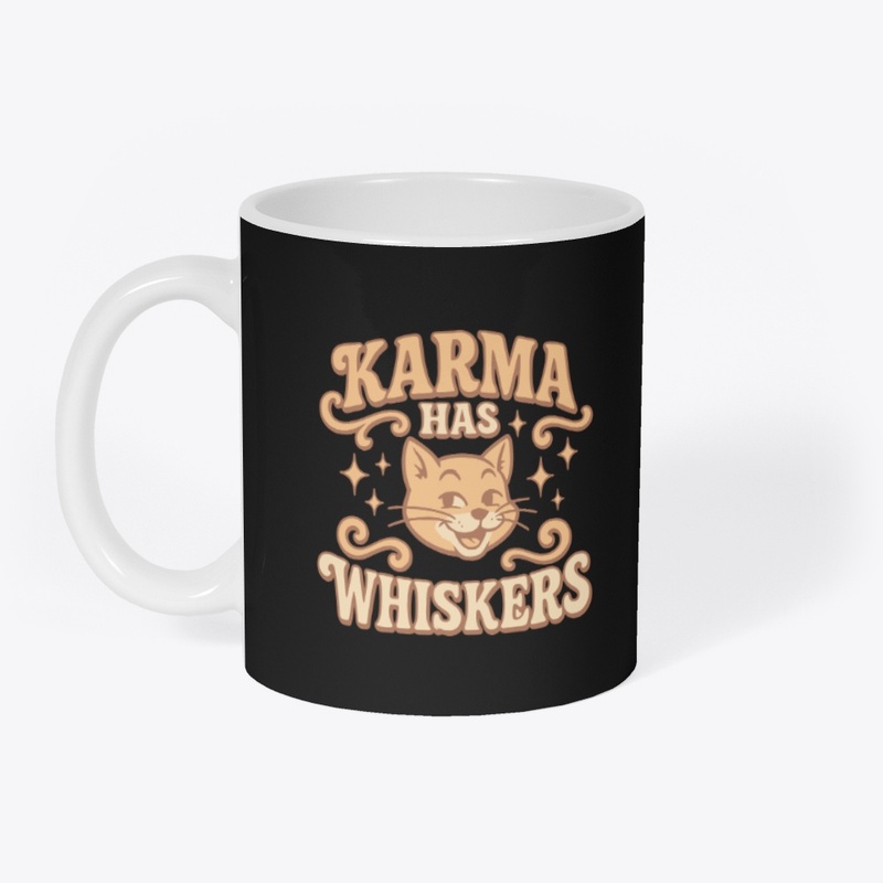 Karma Has Whiskers Retro Cat Tee Gift 