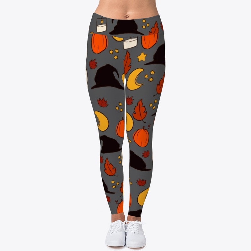 autumn spooky print leggings