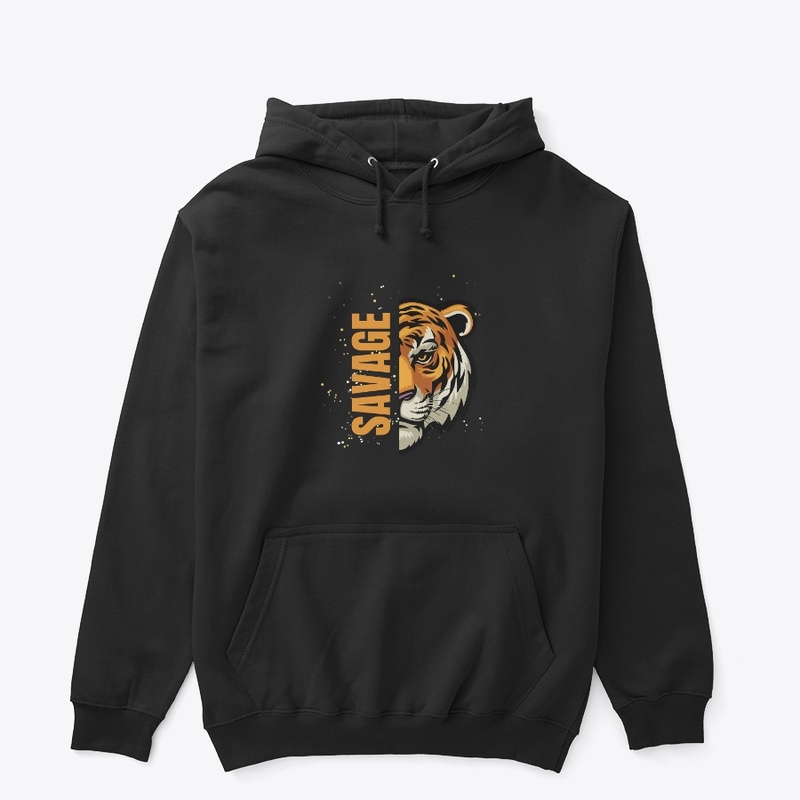 Black Illustrative Savage lion 
