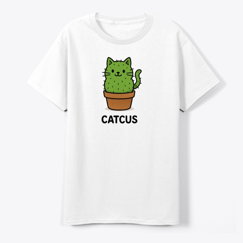 Cute Cartoon Cat Cactus Illustration