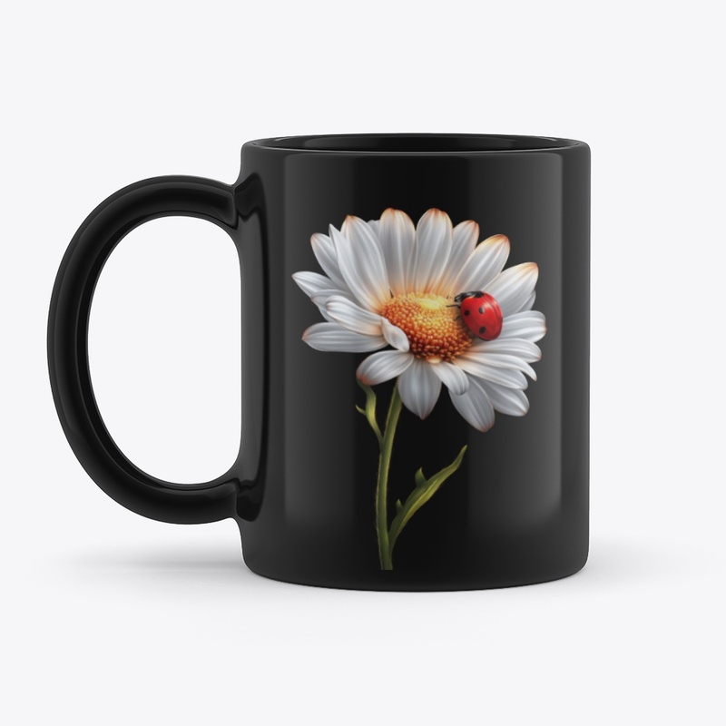 White Daisy & Ladybug