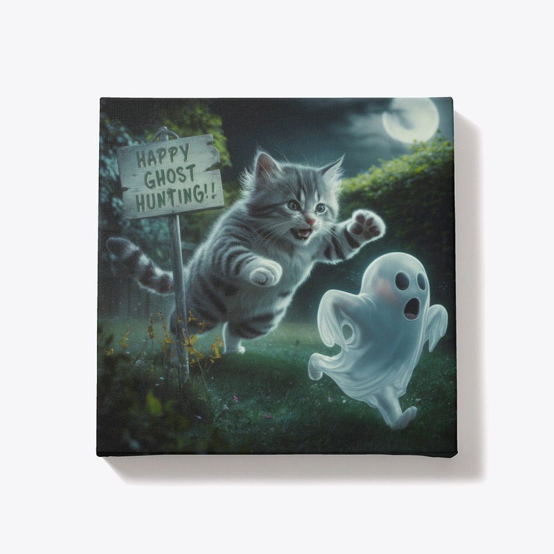 Cat Chasing Ghost Art Gift