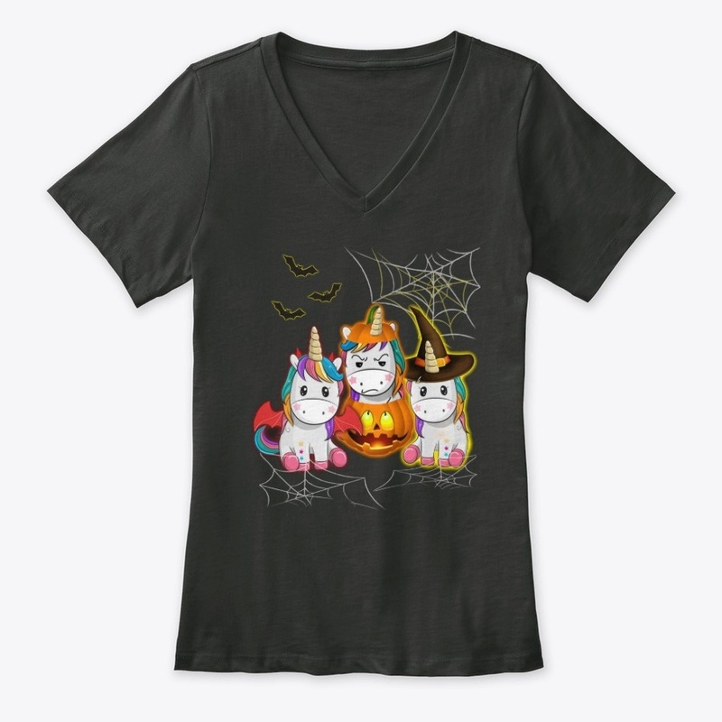 Halloween Unicorn Witches With Pumpkins 