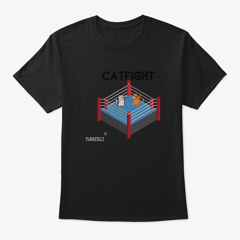 Cat Fight Black T-Shirt Front