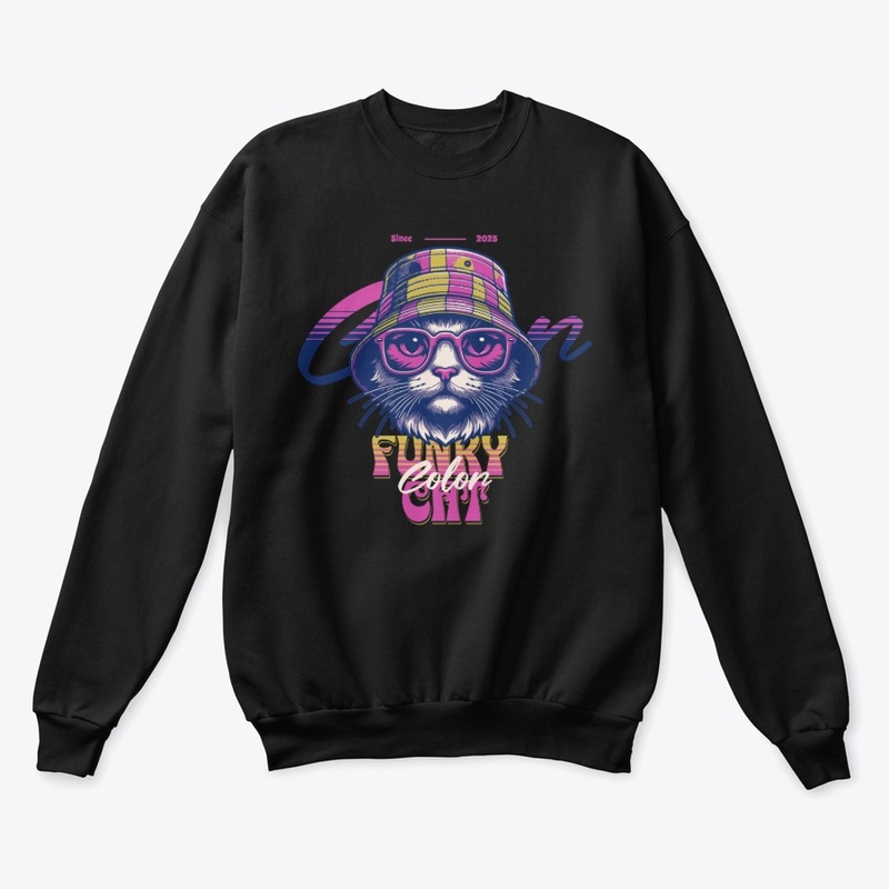 Funky Cat Trendy Graphic Merch