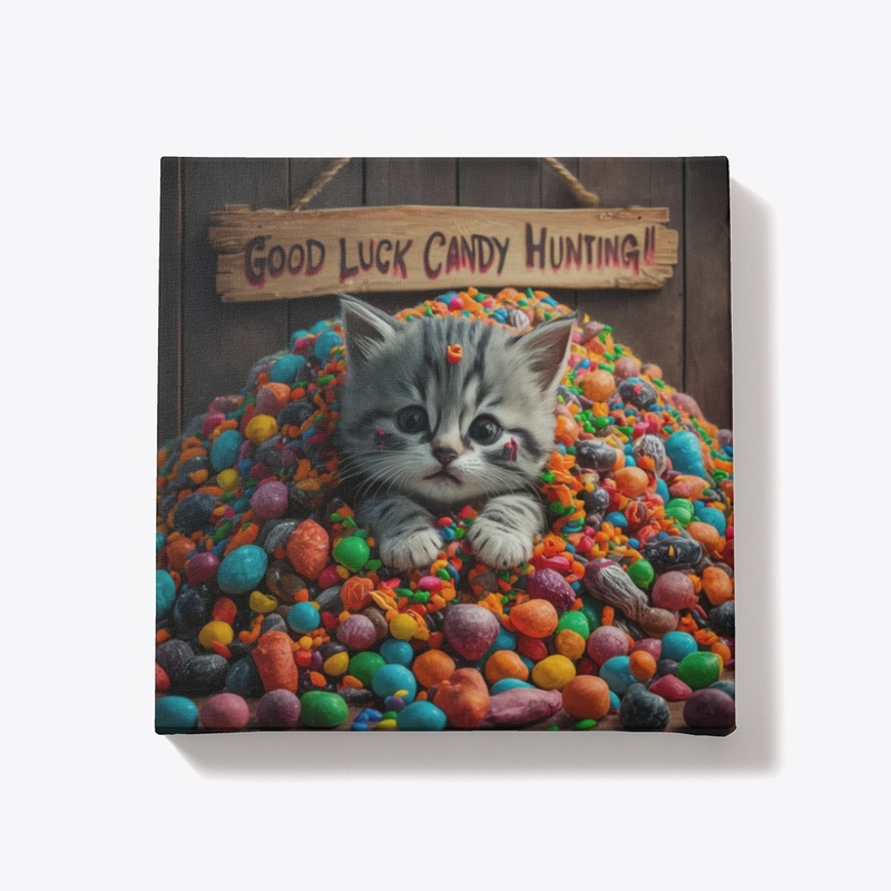 Playful Kitten Candy Hunt Art Print