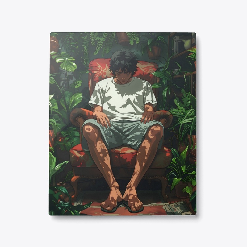 Metal Print Indoor Garden Retreat 
