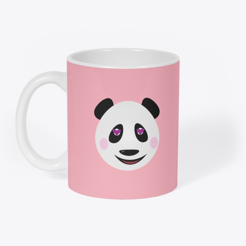 Panda face with heart in Eyes