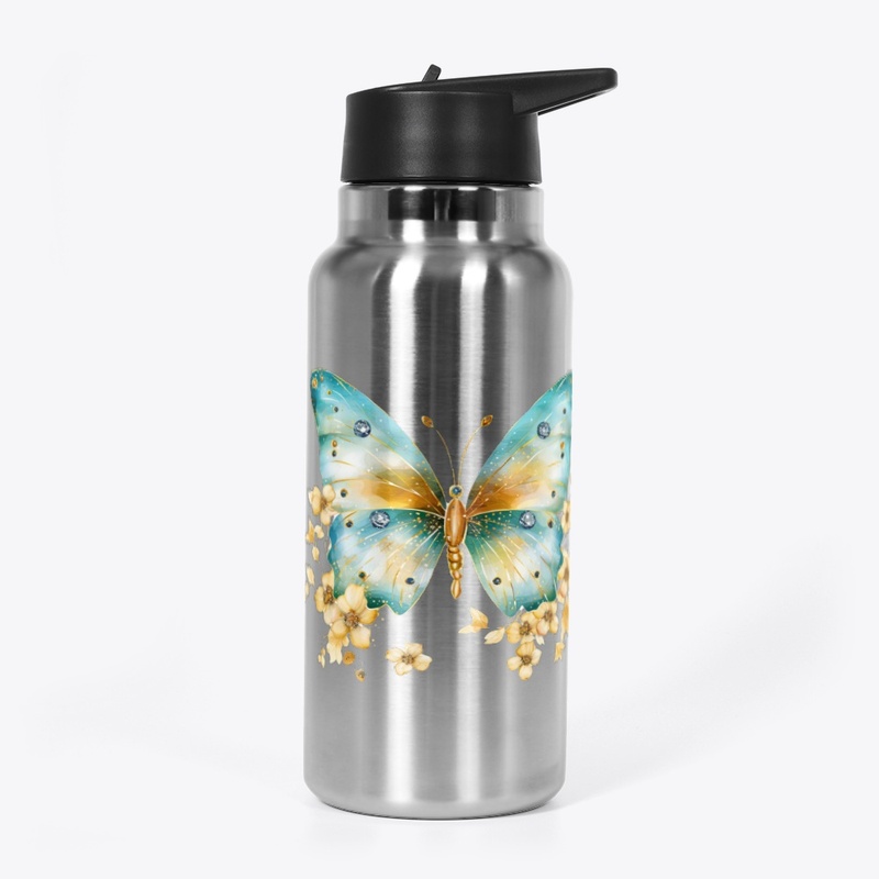 Orange and Light Blue Butterfly Mug