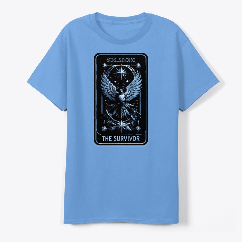 Survivor Tarot printed tee in frost blue