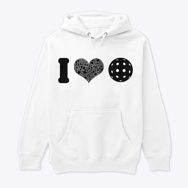 I Heart Pickleball Black w/ Outdoor ball