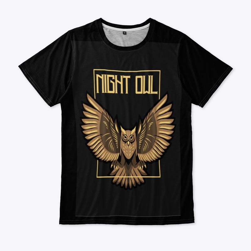 Black Half-sleeve Owl Shirt