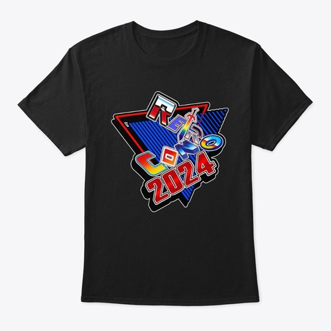 Retro Con 2024 Tee Logo White Border Black áo T-Shirt Front