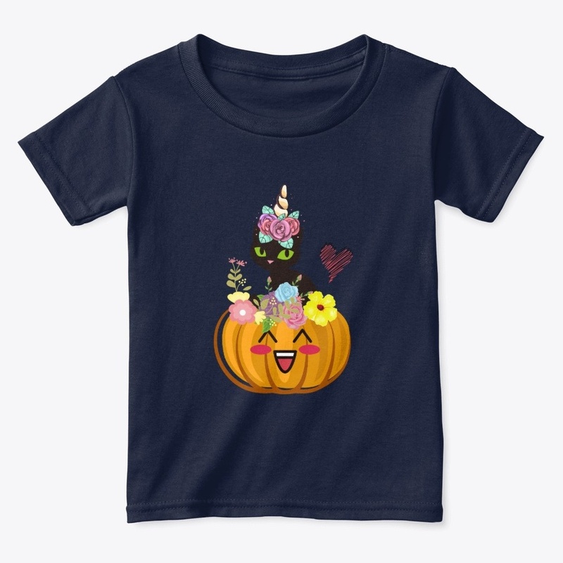 Cute Halloween Pumpkin Unicorn Black Cat