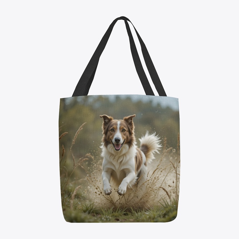 A brave dog running through the wind