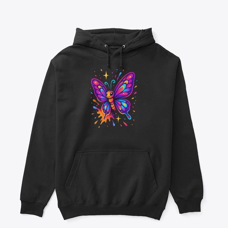 Colorful Neon Butterfly Cartoon Art