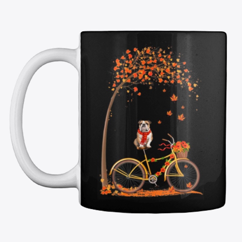Maple Bulldog Bike Leaf  Autumn Shirt
