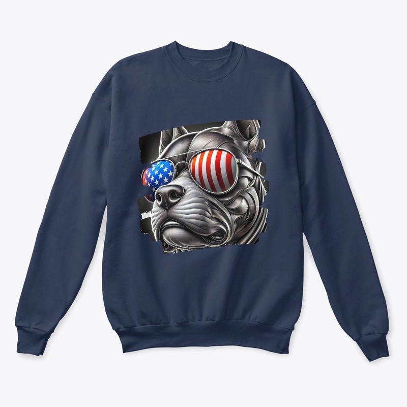 Dog Art with American Flag Sunglasses