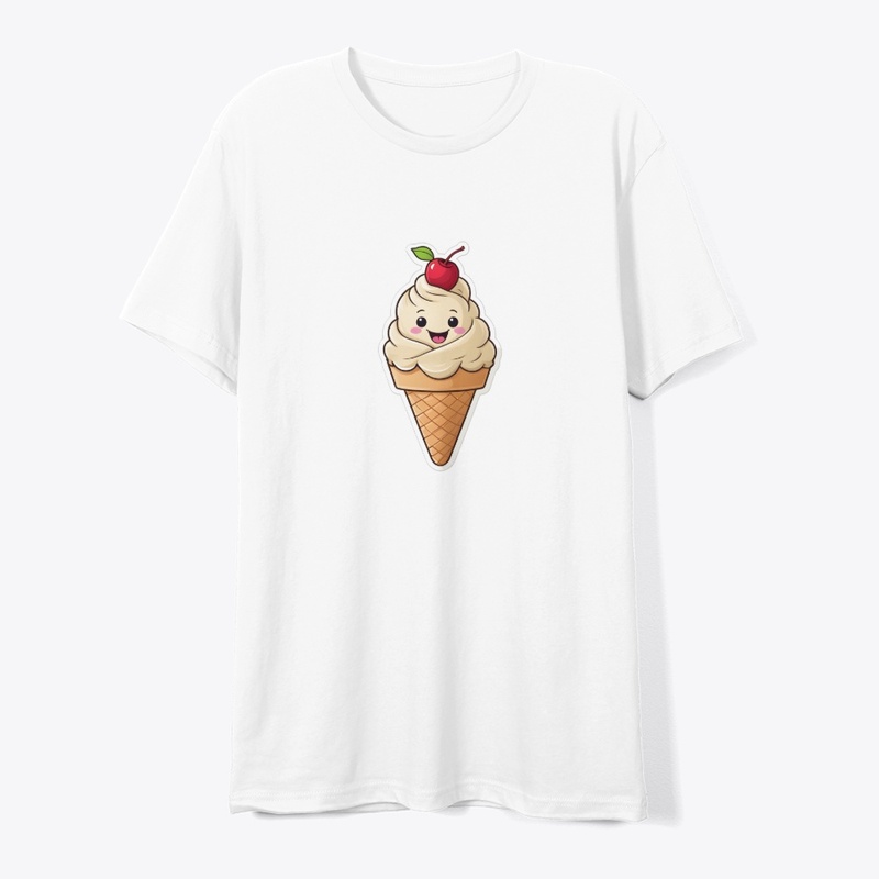 Waving Ice Cream Cute Minimal Art.