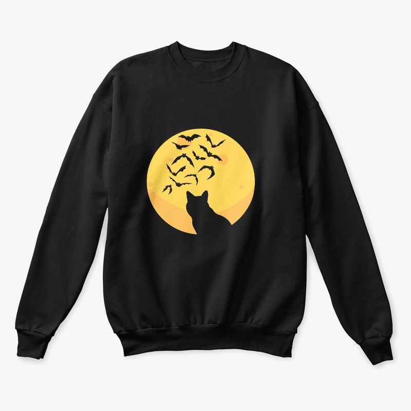 Halloween spooky cat and bats design