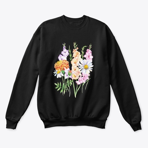 Floral Crewneck Black Camiseta Front