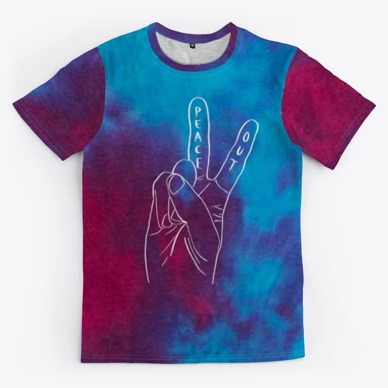 BLUE & PURPLE TIE DYE PEACE OUT | WHITE