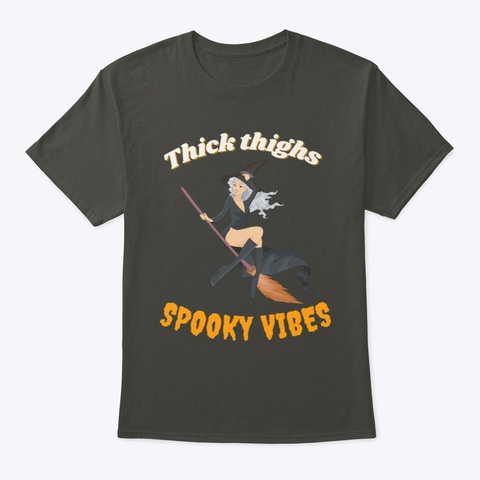 Thick Thighs Spooky Vibes Witch Tee Smoke Gray Maglietta Front